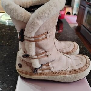 Warm Shearling Boots with Tan Details